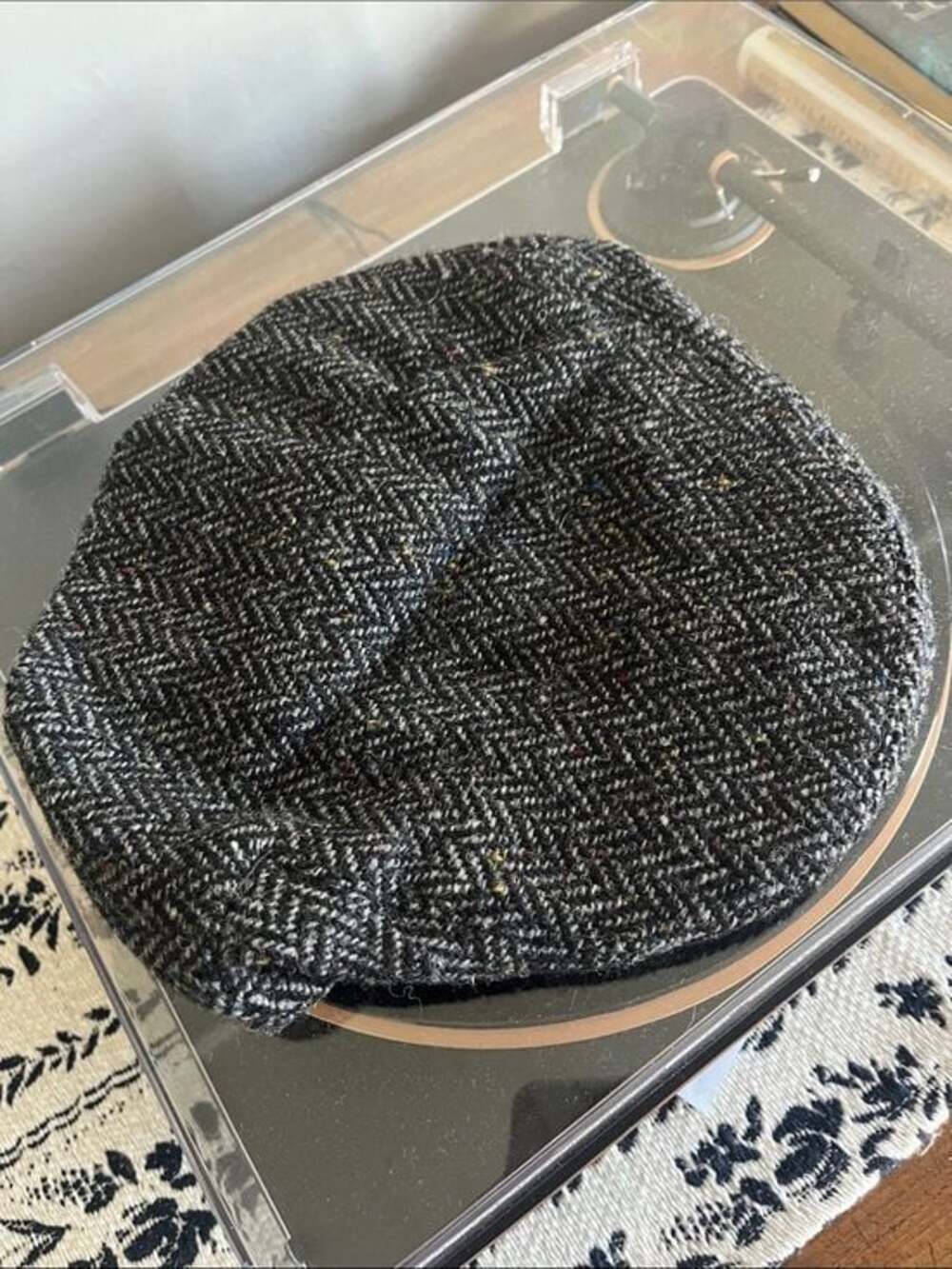 Men's Shandon Charcoal Herringbone Tweed Newsboy Cap 100% Wool